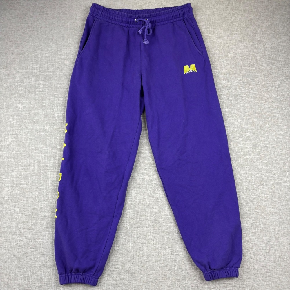 Malbon Golf & Ski Mens Purple Sweatpants Joggers Yellow Logo Size L